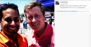 Toronto Mayor John Tory with Karim Kanji in Scarborough
